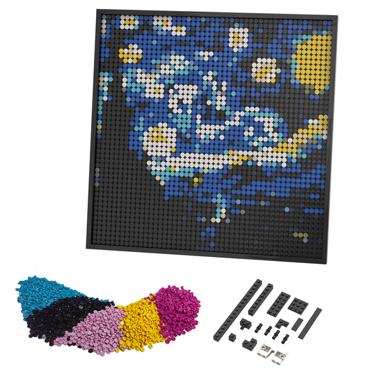 Pixel Brick Art Kit – Starry Night Inspired by Van Gogh