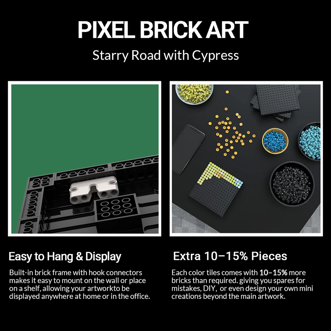 Pixel Brick Art Kit – Starry Road with Cypress