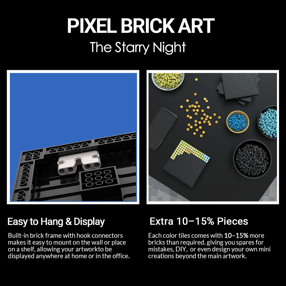 Pixel Brick Art Kit – Starry Night Inspired by Van Gogh